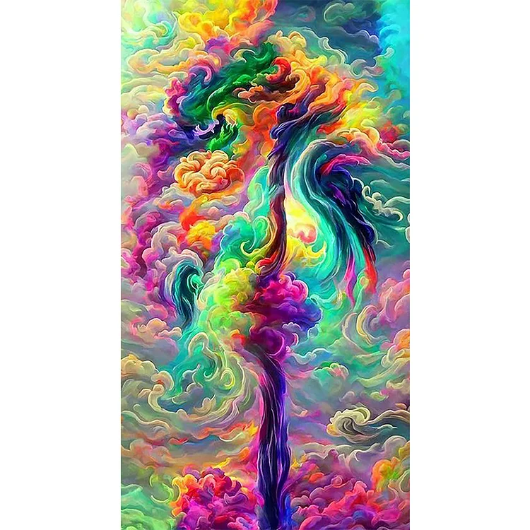 Colorful Auspicious Clouds - Printed Cross Stitch 14CT 35*55CM