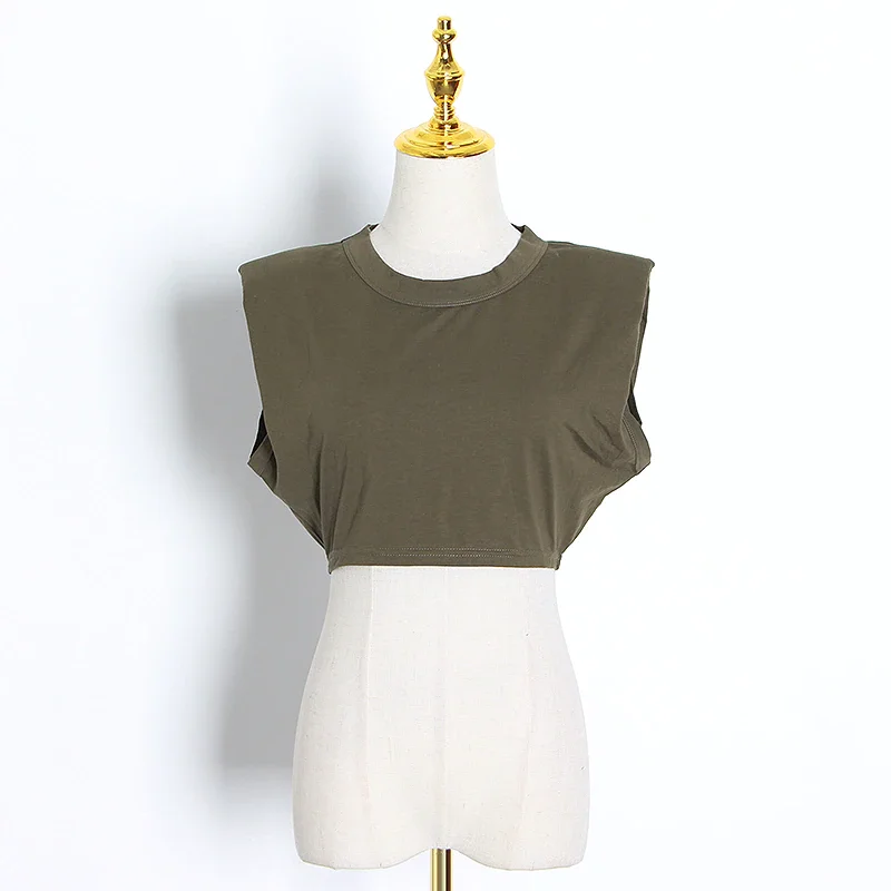 Toloer Minimalist Women T Shirt O Neck Sleevelesss Elegant Short T-Shirt For Female Fashion Clothing 2020 Spring Summer