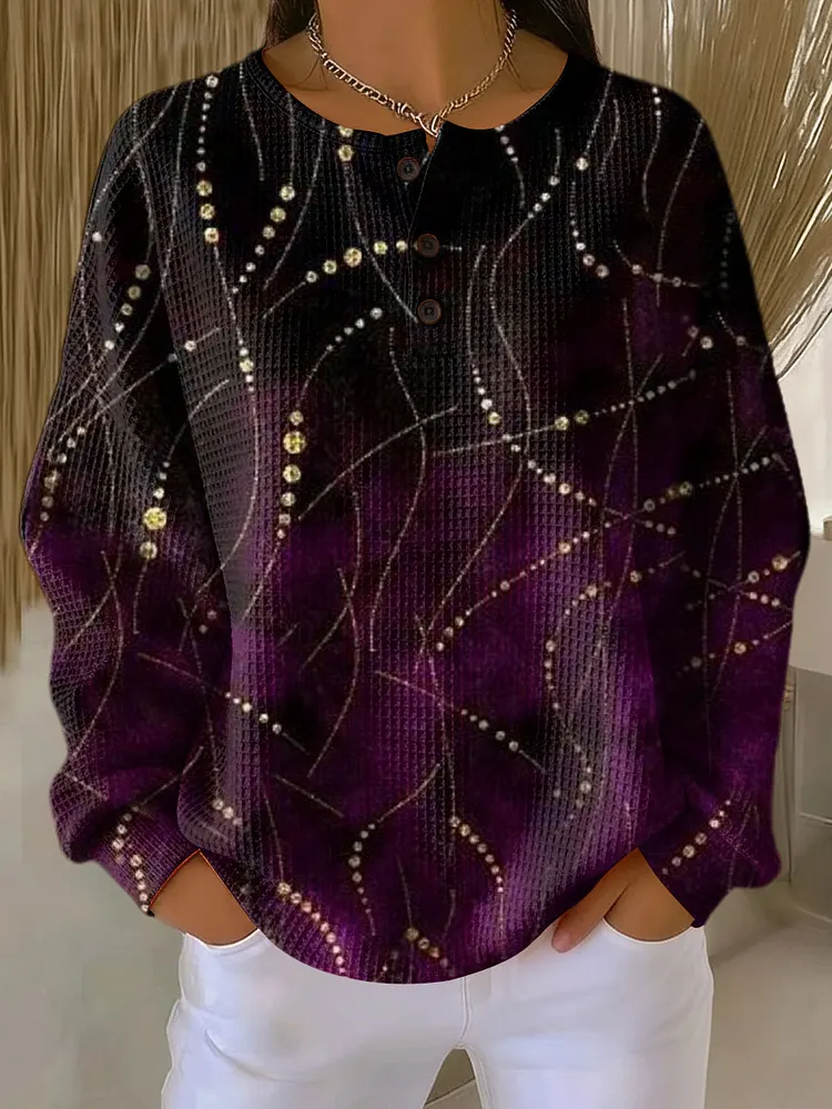 Women's Color Smudge Pattern Art Print Casual Cotton Shirt