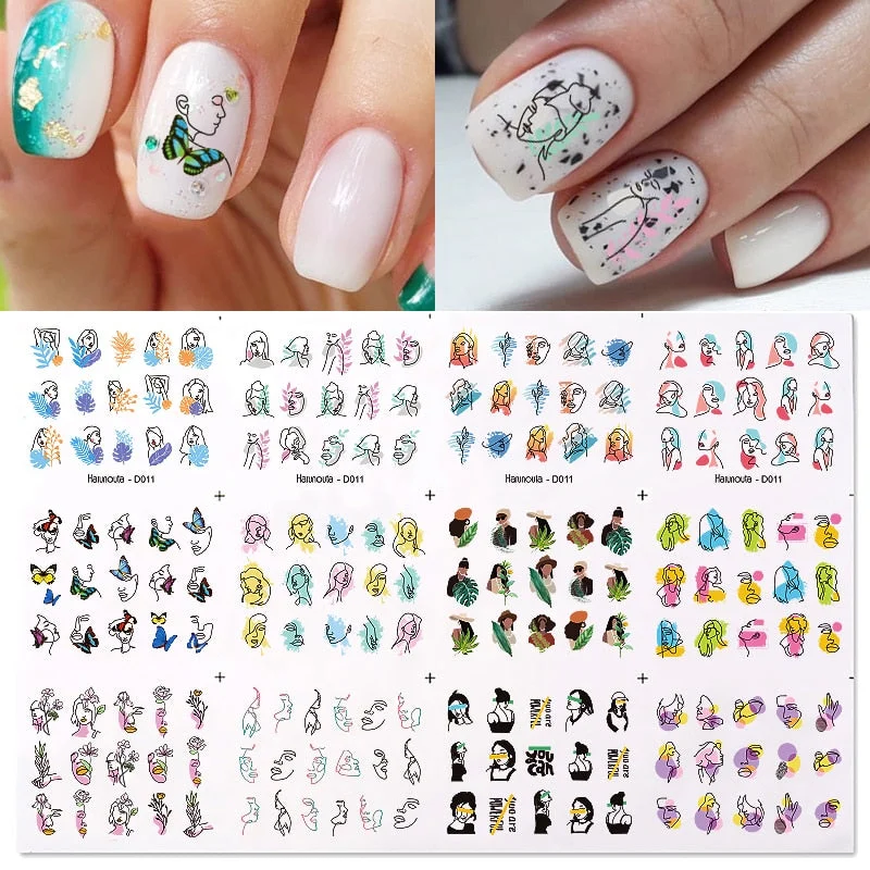 12Pcs Leaves Flowers Design Water Decals Stickers For for Nails Inscriptions Nail Art Decoration Tips-Nail Inspo