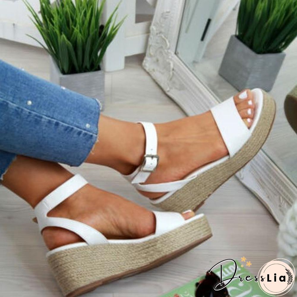 Women's Sommer Wedge Platform Sandals Beach Strap Sandal Casual Peep Toe Sandals