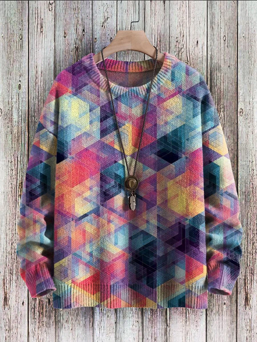 Unisex Hedging Knit Casual Print Sweatshirt