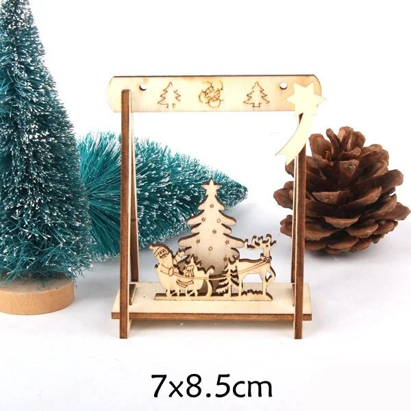 2PCS/Lot DIY Creative Small Hollow Christmas Wooden Ornaments For Home Christmas Party Ornament Decorations Kids Gift Supplies