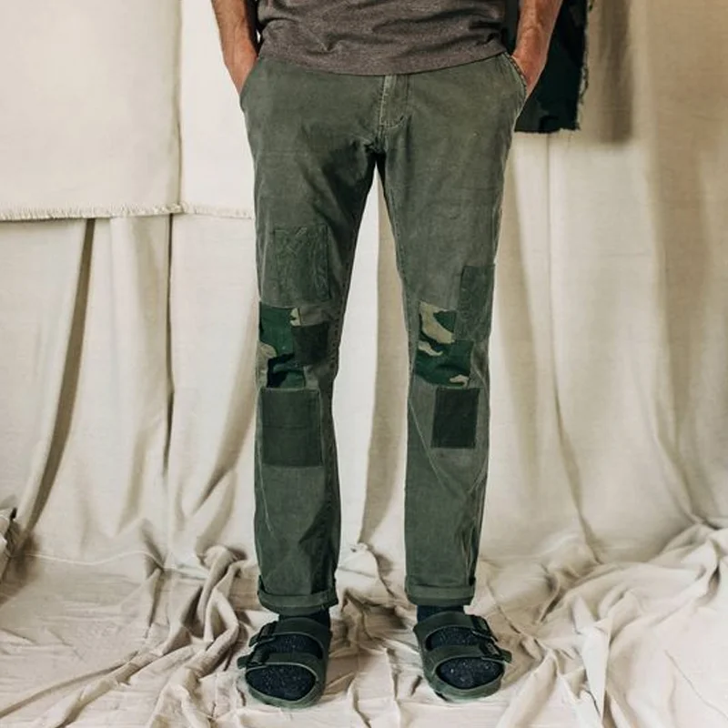 Retro Distressed Camouflage Straight Leg Casual Pants