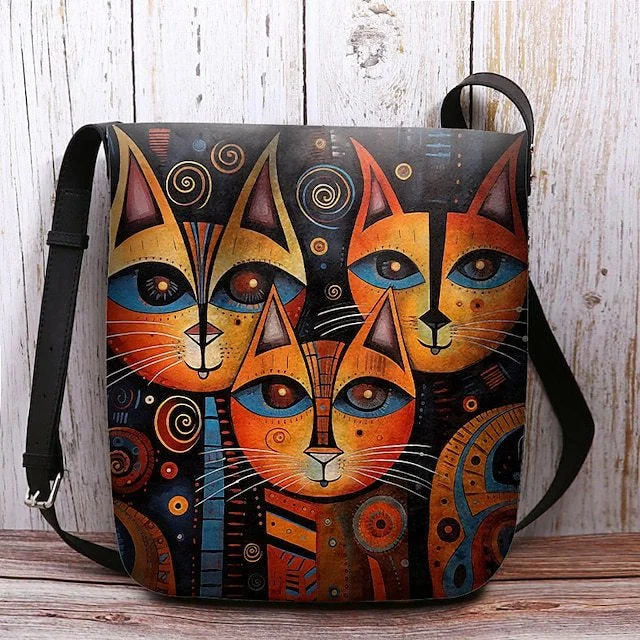 Style & Comfort for Mature Women Women's Cat Print Crossbody Bags Shoulder Bags