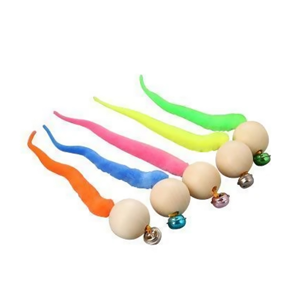 

Creative Worms Shape Cat Wooden Ball With Bell Pet Interactive Teasing Toys, 501 Original