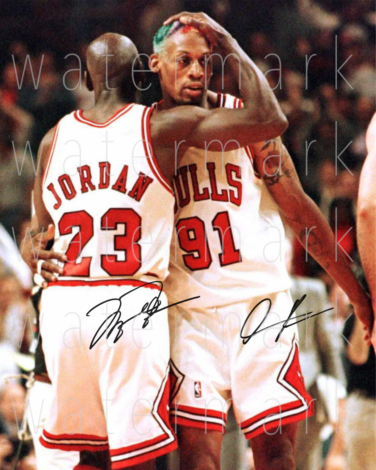 Michael Jordan Dennis Rodman Bulls signed 8X10 inch Photo Poster painting picture poster rp