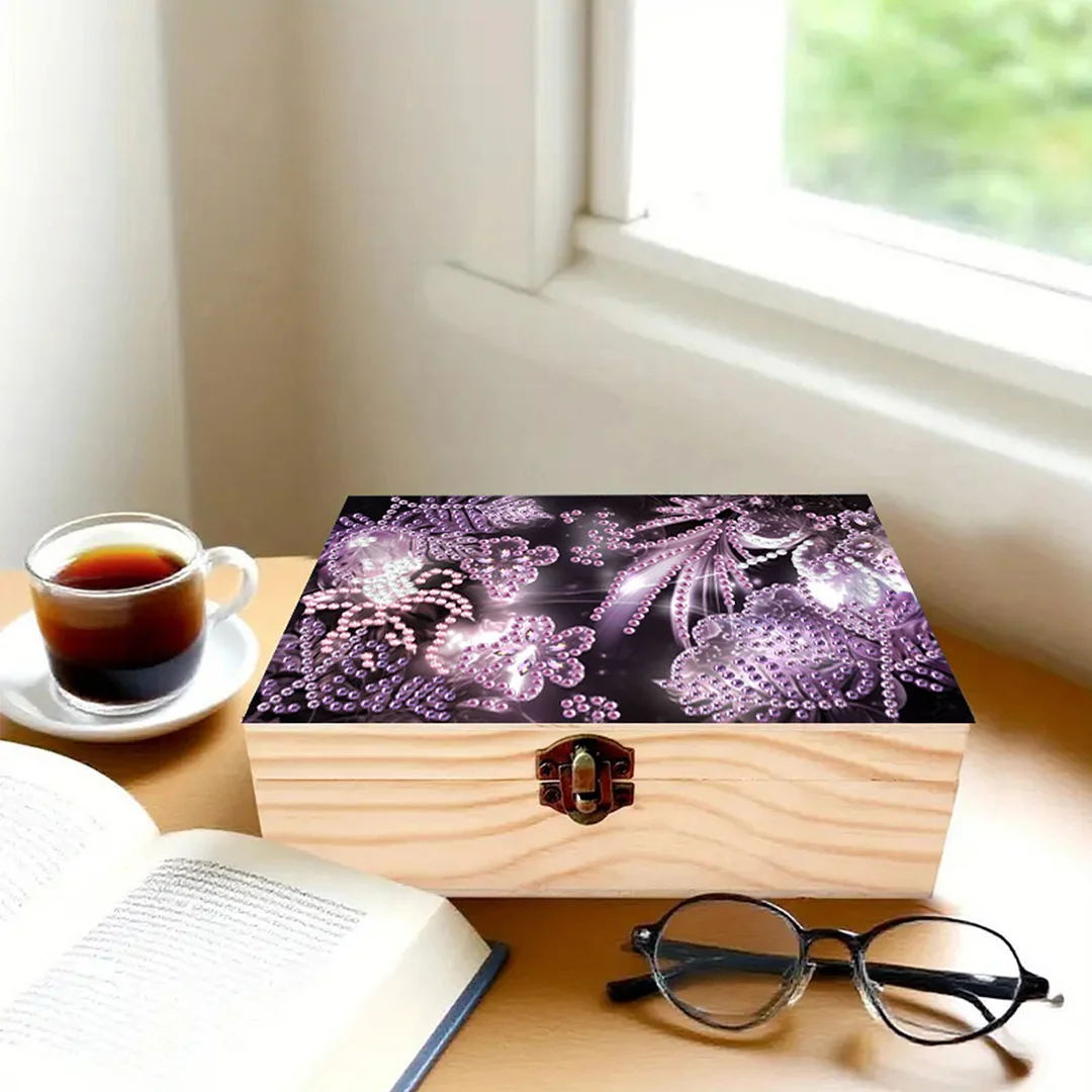 Purple Ambiance DIY Wooden 5D Diamond Art Diamond Art Storage Box for Adults