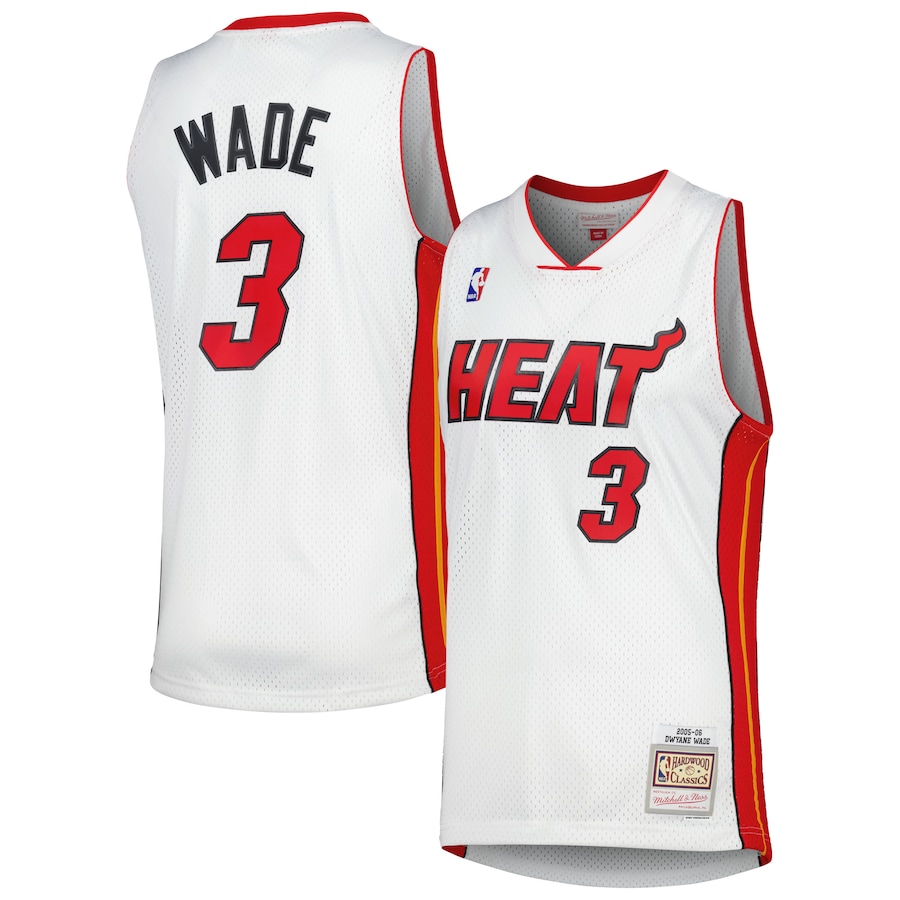 Men's Miami Heat Dwyane Wade Mitchell & Ness White 2001/02 Hardwood Classics Swingman Jersey mysite