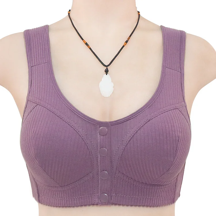 💥New threaded middle-aged and elderly large size wire-free bra