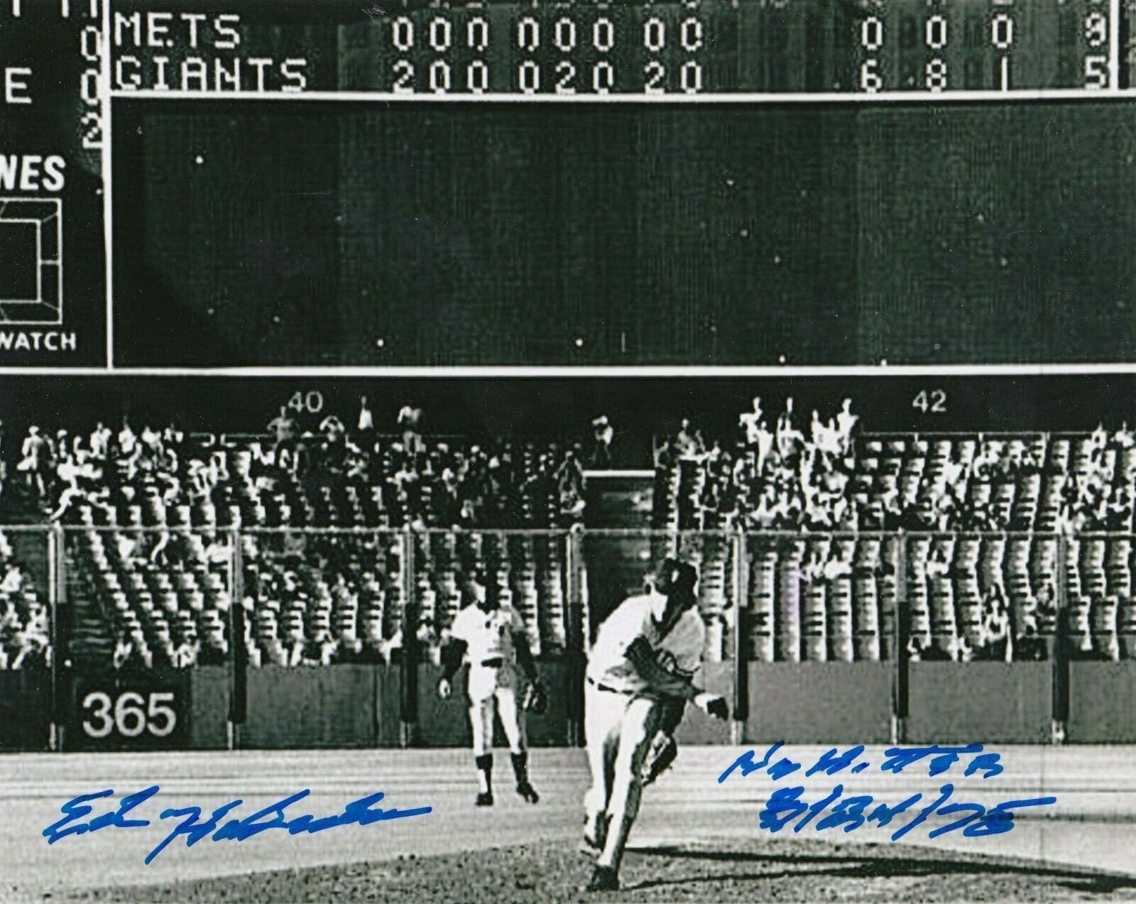 ED HALICKI SAN FRANCISCO GIANTS NO HITTER 8/24/75 ACTION SIGNED 8x10