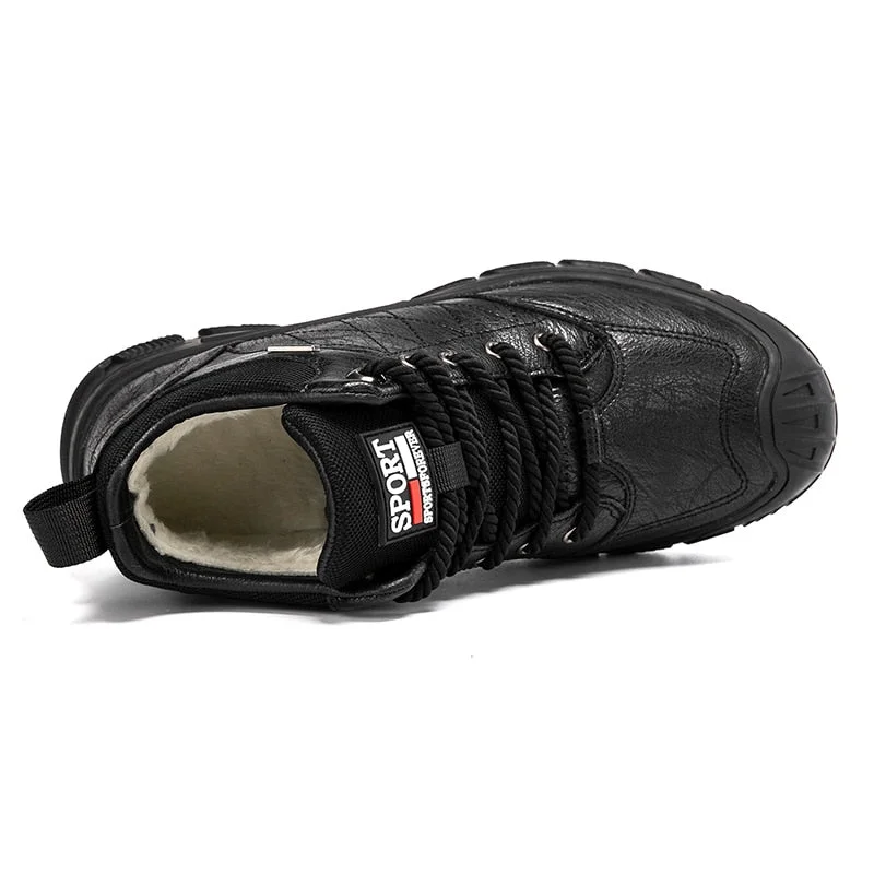 Nine o'clock Outdoor Men Plush Boots Fashion Winter Warm Lined Male Shoes Casual All-match Botas De Hombre Quality Large Size