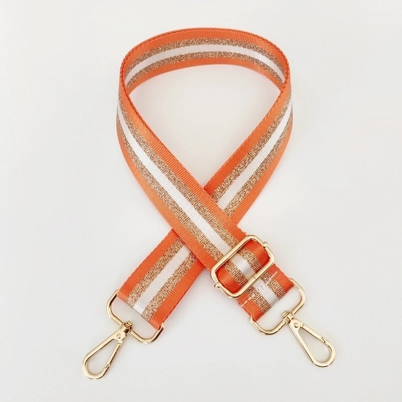 New Colorful Nylon Wide Shoulder Strap Bright Gold Thread Purse Accessories Strap Adjustable Shoulder Crossbody Replacement Long Strap