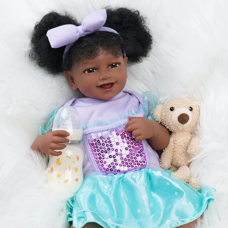 Babeside Una 20'' Realistic Reborn Baby Doll Girl African American Awake Lovely Sweet Smile