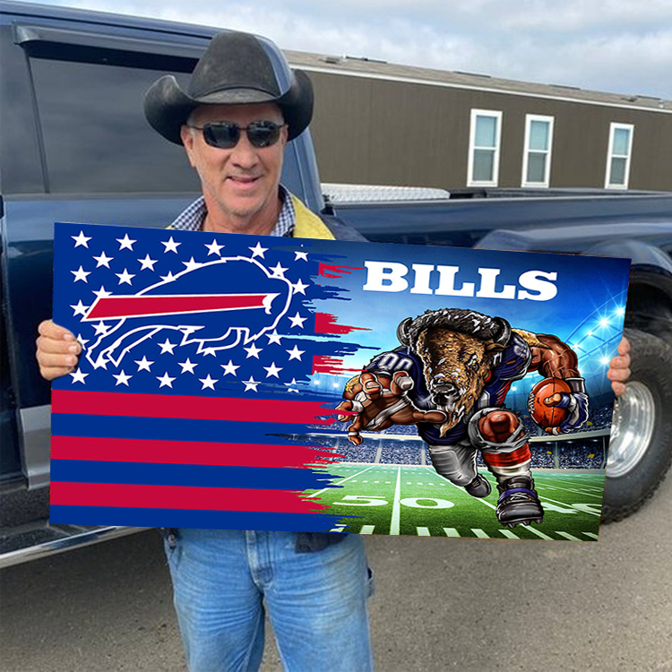 Buffalo Bills Mascot Wood Flag