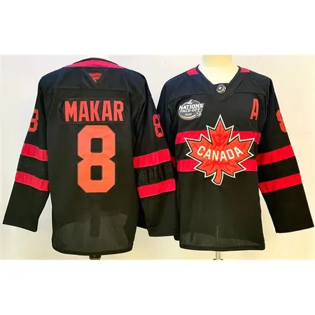 Youth Canada #8 Cale Makar Black 2025 4 Nations Face-Off Premium With A Patch Stitched Jersey