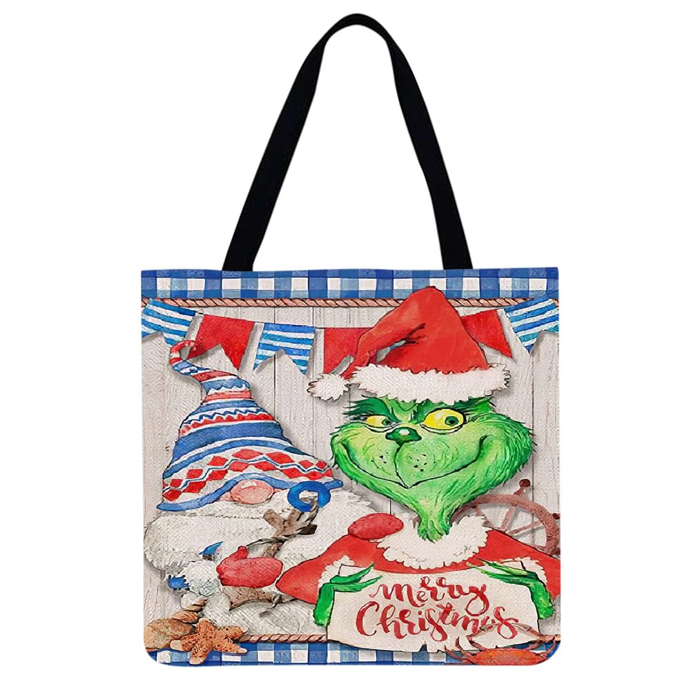 Linen Tote Bag -  Christmas Monster