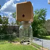 Carpenter Bee Trap Nature Hanging Wood Trap with Glass Jar for Garden Yard Patio