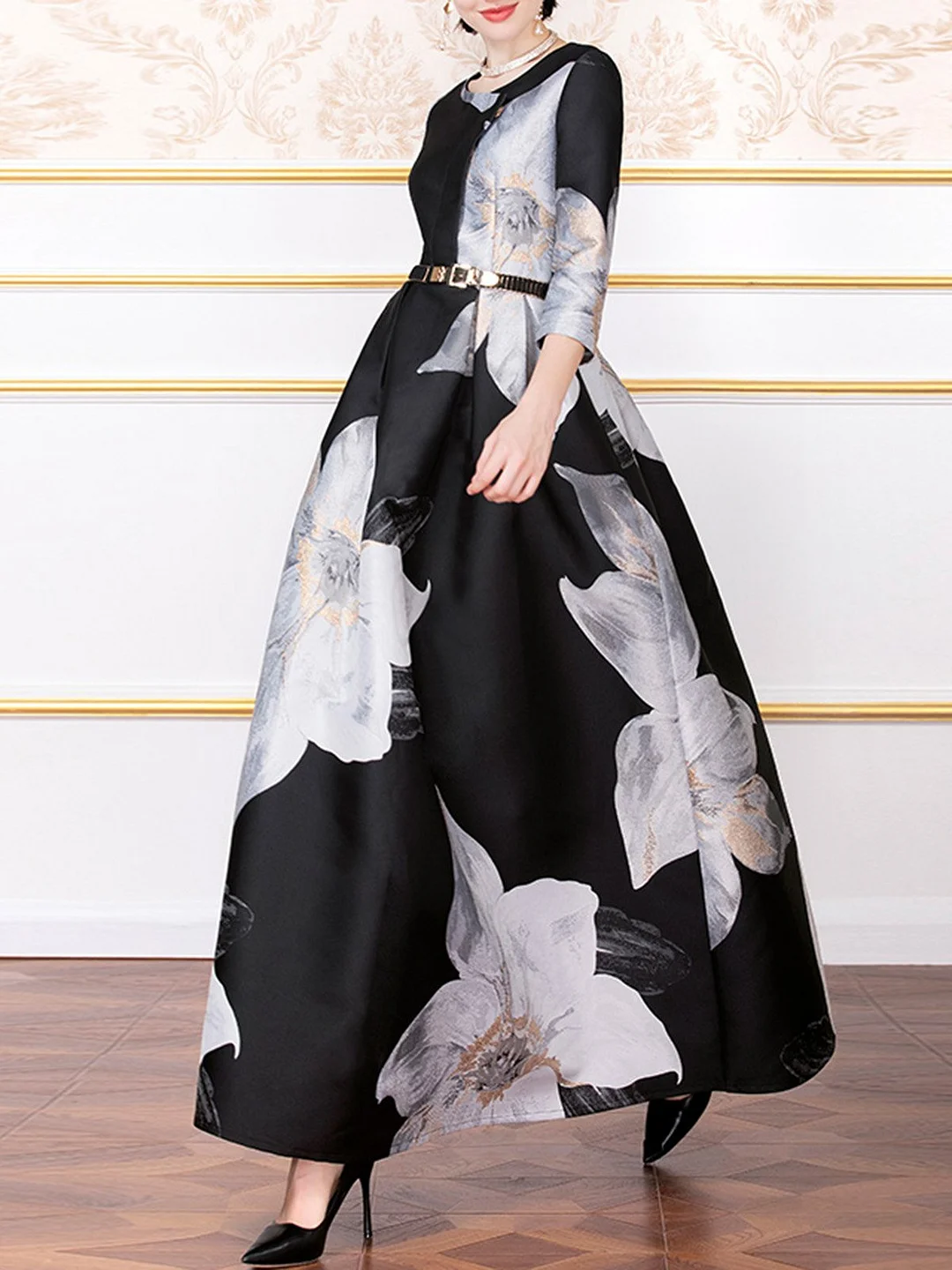 Black Dresses A-Line Party & Evening Floral Dresses