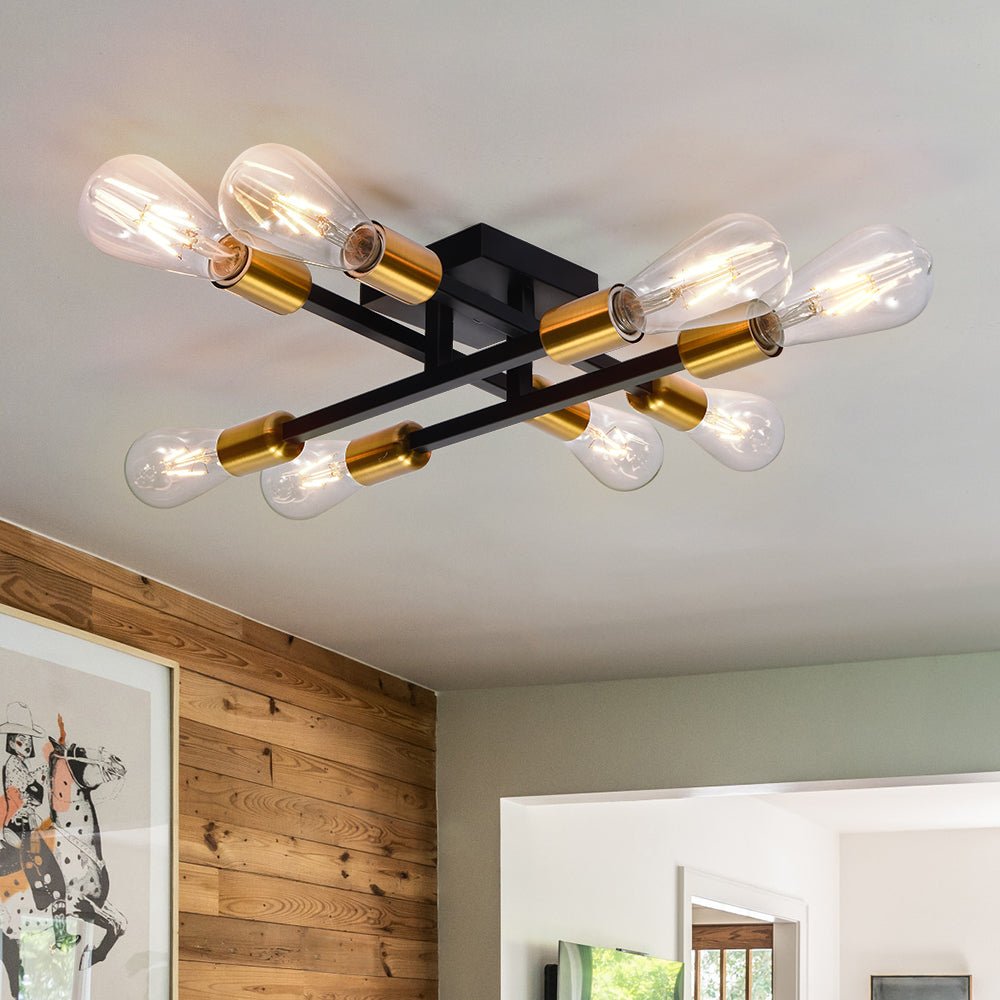 8-Light Sputnik Semi Flush Mount Ceiling Light