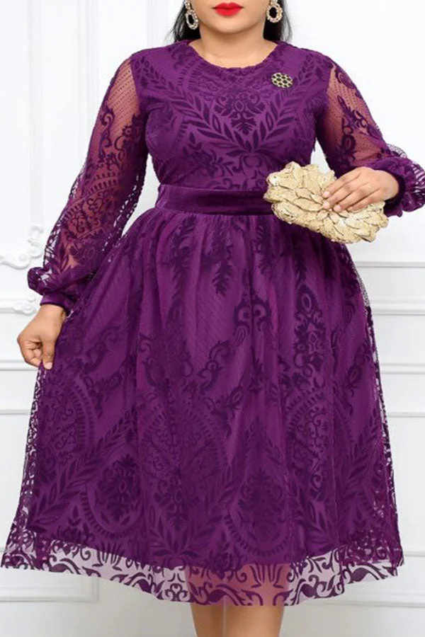 Floral Embroidery Classic Midi Dress