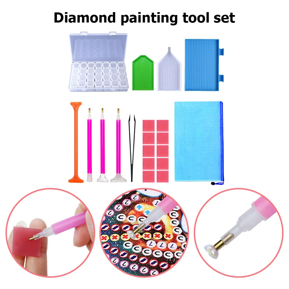 20pcs Diamond Painting Tools Set Drill Pen Glue DIY Rhinestone Picture Kit