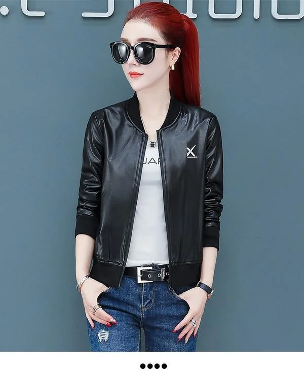 plus size oversize black PU Faux Leather Jackets women casual Loose autumn Zipper Wild Motor Biker Jacket 2020 Clothes Coat