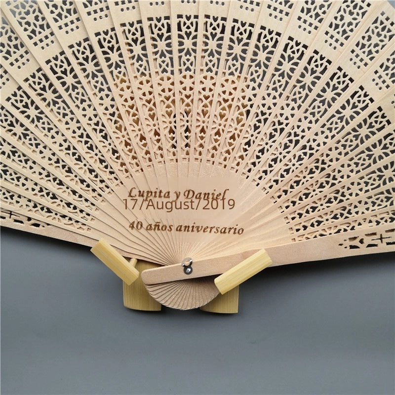 Wooden Fan Chinese Sandalwood Fan Antique Portable Hollow All Wooden Fan Vintage Daily Folding Fan Women’s Folding Fan