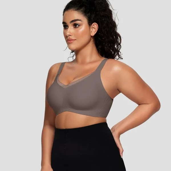  Almost Gone-Women's Wireless V-Neck Crossover Mesh Seamless Push-Up Bra