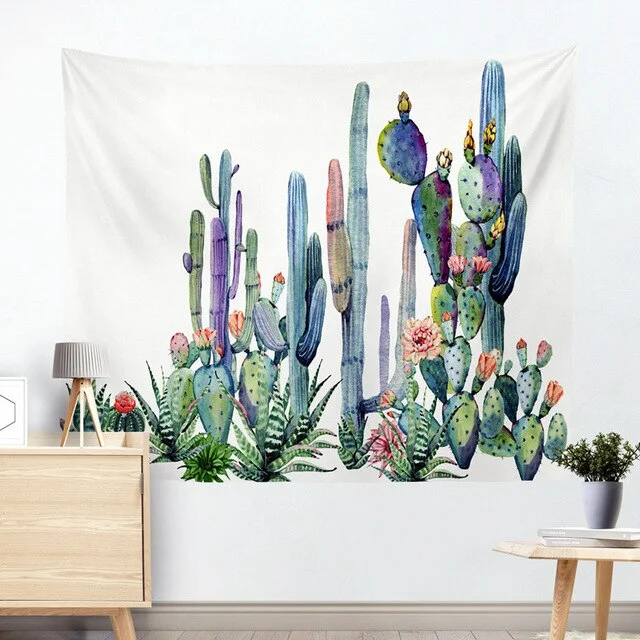 Cactus Succulents Tapestry Summer Succulents Wall Decor Tropical Landscape Wall Hanging Tapestries Picnic Blanket Wall Cloth