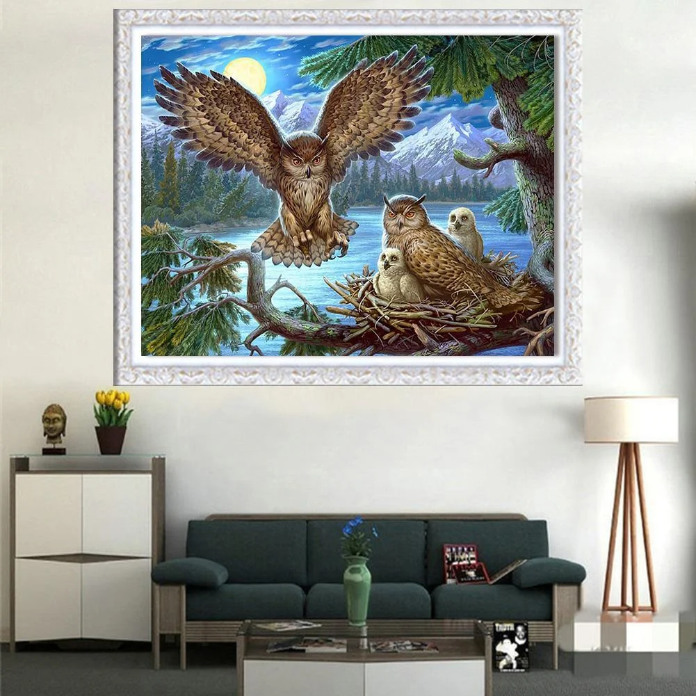 Diamond Painting - Full Round Drill - Owls Family(30*40cm)