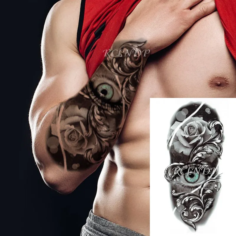 Waterproof Temporary Tattoo Sticker Flower Rose Fake Tatto Flash Tatoo Hand Arm palm finger Back Tato body art for Women Men