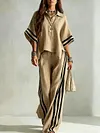 Women's Elegant Plus Size Loose Short Sleeve Shirt Top & Pants Two-Piece Suit Set