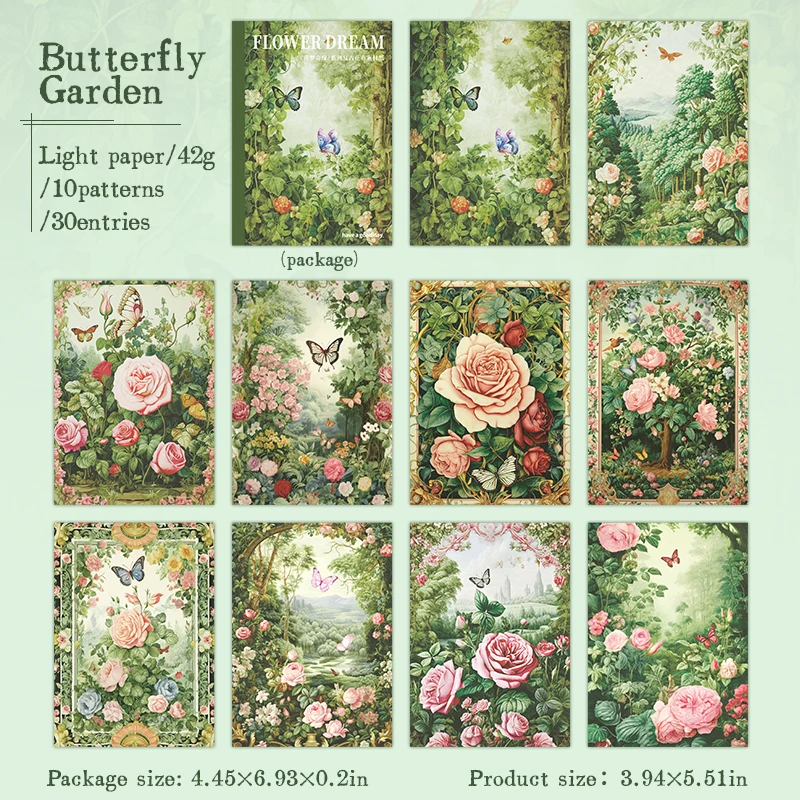 Journalsay The Dream of Flower Series Vintage Character Floral Landscaping Material Paper 