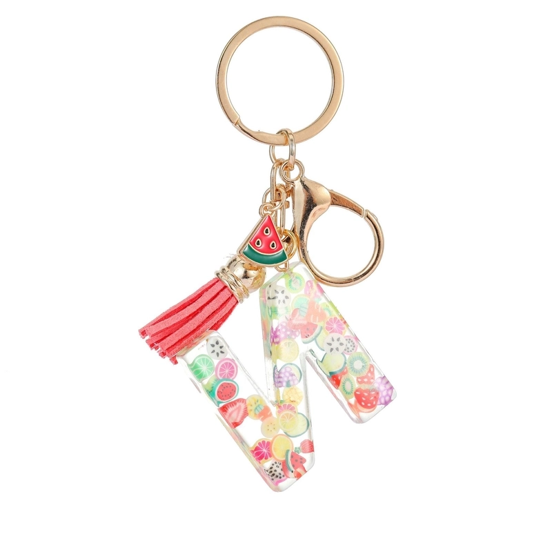 Cute Letter Tassel Watermelon Resin Unisex Keychain