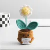 (Finished Product)Crochet Flower Potted Doll with Positive Card Desktop Ornaments, Potted Plants, Bouquets Gift Home Decor