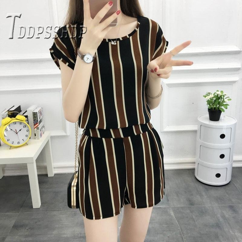 2019 Fashion 8 Colors Can Choose Women Sets Casual Blouse And Shorts Female Sets