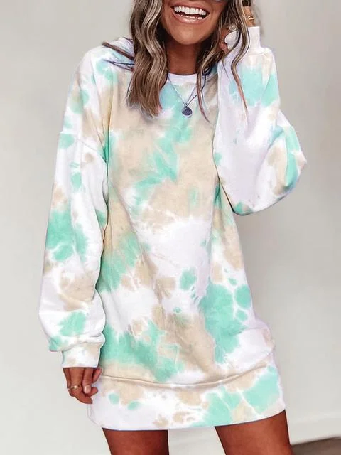Round Neck Tie-dye Dress Sweatshirt