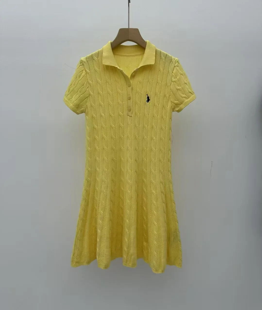 Nigikala Nigikala Short-Sleeved Knitted Dress Woman 2025 New College Style Polo Collar Slimming Waist