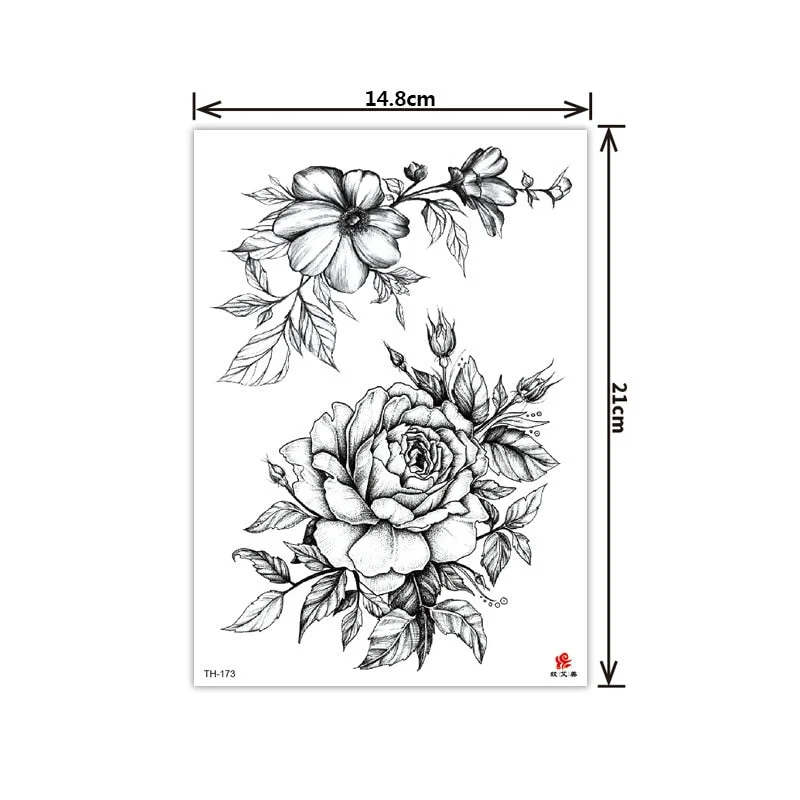 2021 New Plain Flower Arm Tattoo Sticker Flower Waterproof Tattoo Color Animal Tiger Tattoo Sticker