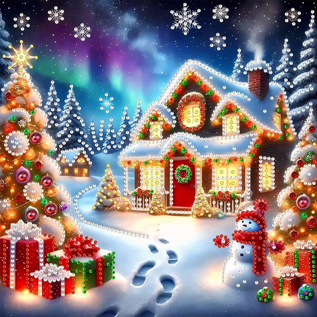 Christmas House - Diamond Painting - Partial Special Shaped Drill(Canvas|30*30cm)