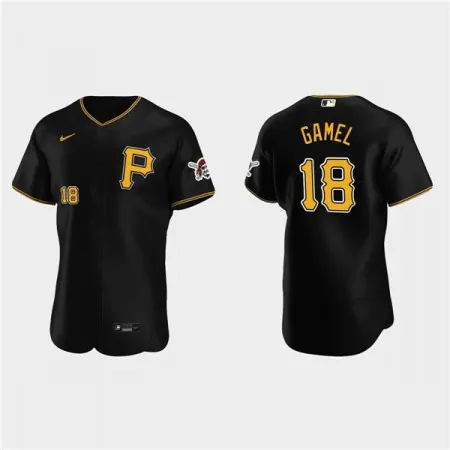 Men's Pittsburgh Pirates #18 Ben Gamel Black Flex Base Stitched Jersey QUJC