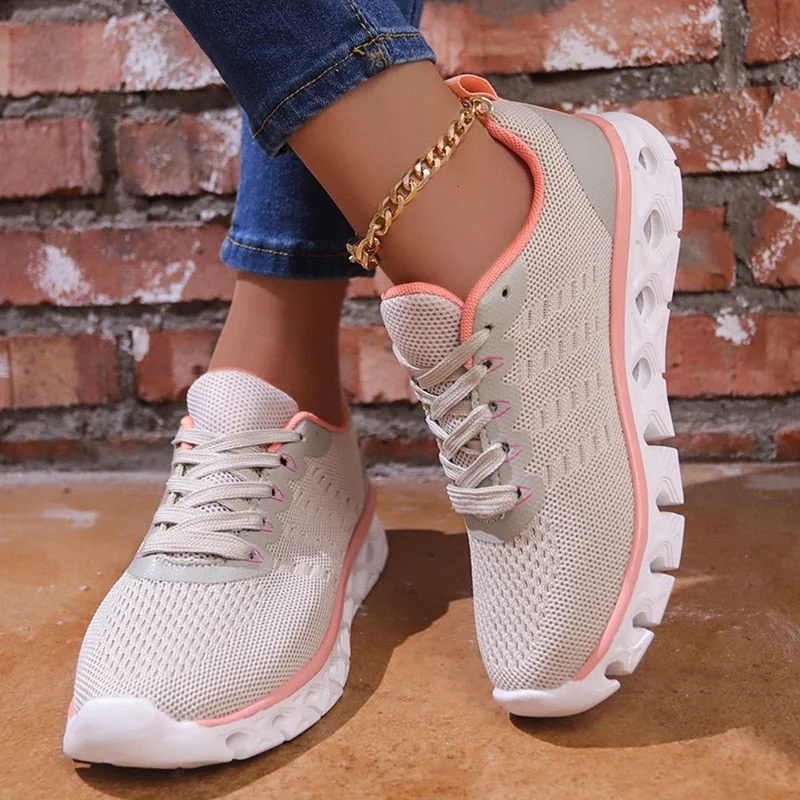 Vstacam Fashion Hollow Out Sole Sneakers Women Breathbale Lace-Up Sports Running Shoes Woman Casual Non-Slip Platform Walking Shoes 2023