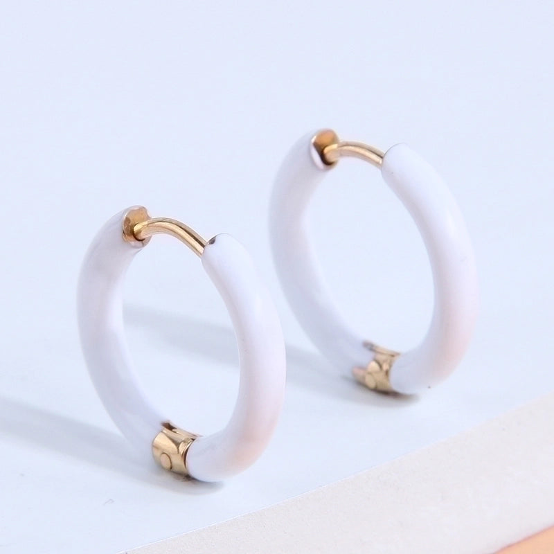 1 Pair Minimalist Triangle Circle Heart Shape Stainless Steel Hoop Earrings