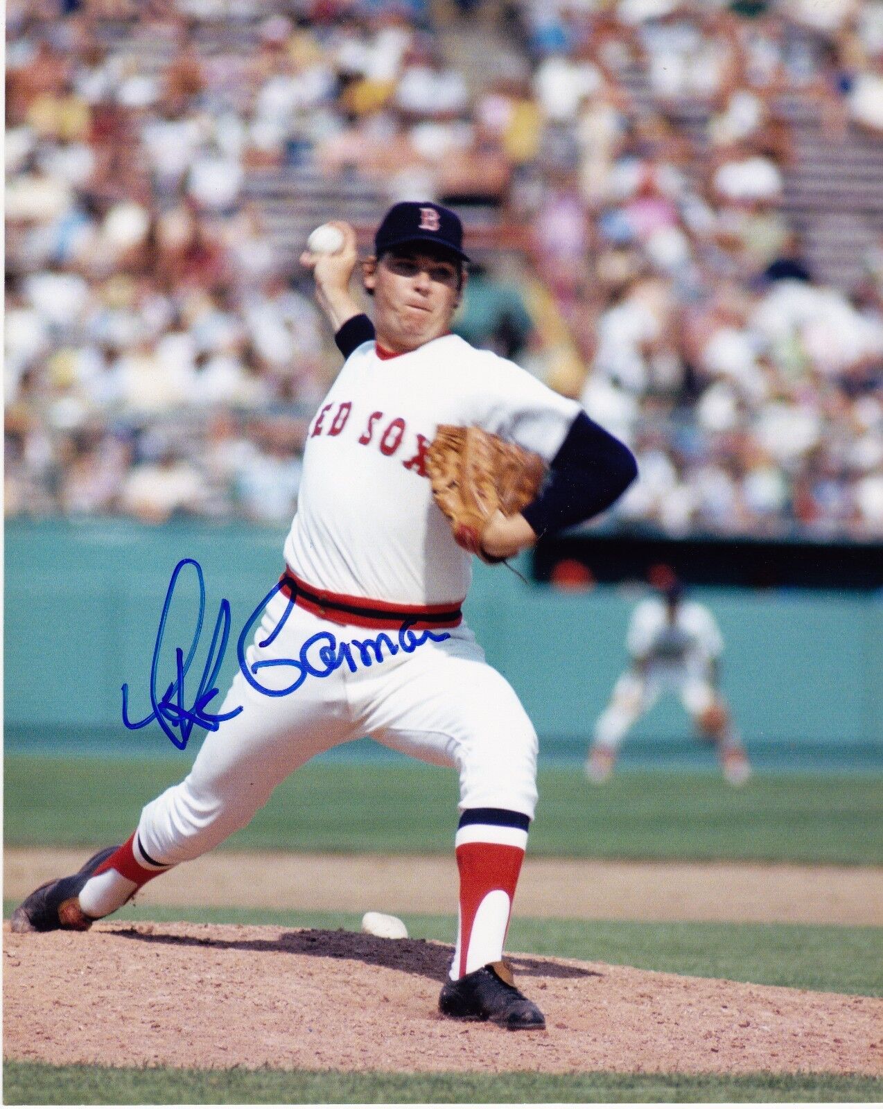 MIKE GARMAN BOSTON RED SOX ACTION SIGNED 8x10 Photo Poster painting
