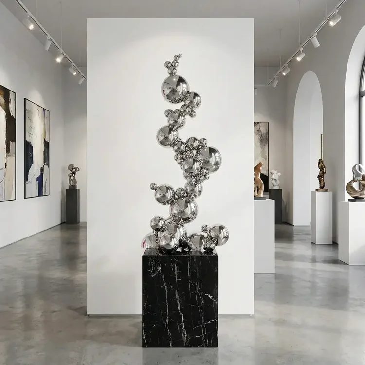 Mirror Stainless Steel Bubble Art Sculpture &ndash; Contemporary Abstract Decorative Statue