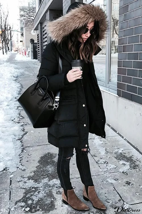 Thick Faux Fur Hoodie Coat