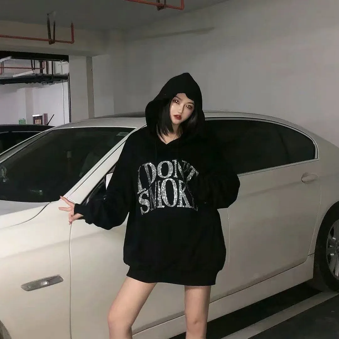 Brownm Don't Smoke Rhinestone Hoodie