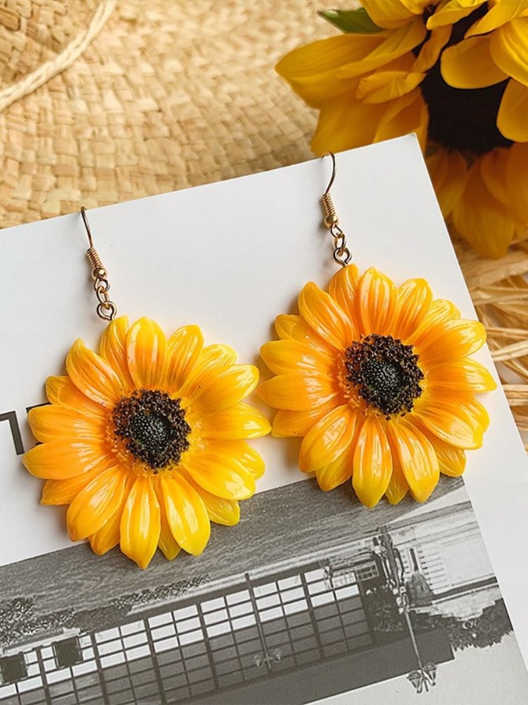 Comstylish Sunflowers Pendant Boho Earrings