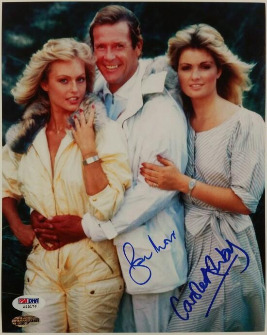 Roger Moore Carole Ashby Signed 8x10 James Bond 007 Photo Poster painting Dual Auto PSA/DNA COA